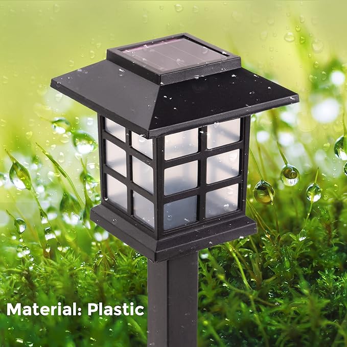 LAUREL CANYON 8 Pack Solar Pathway Lights, Outdoor Solar Landscape Lights, Walkway Lights with LED Light Bulbs for Garden, Path, Yard, Driveway Black