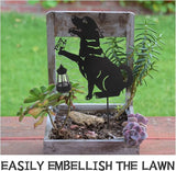 Garneck Outdoor Solar Lawn Lights - Dog Metal Garden Stake with Waterproof Solar Lantern - Decorative Yard Stakes | Lumora