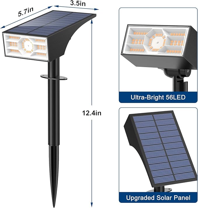 Solar Spot Lights Outdoor,10 Pack/56 LED Outdoor Lights for Yard Waterproof IP68, 4 Lighting Modes Solar Landscape | Lumora