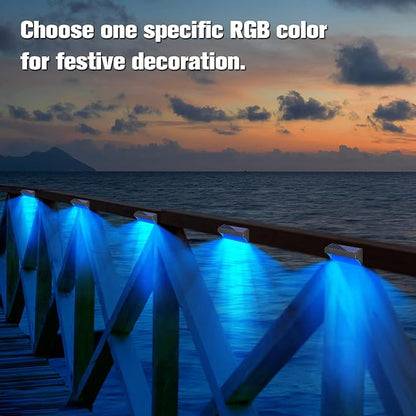Bridika Solar Fence Lights, 8 Pack Plus Size, Warm & RGB Color Changing, Outdoor Waterproof, 100 Lumen, 8 Specific Colors & 4 Switchable Modes, Ideal for Backyard, Patio, Deck, Fence