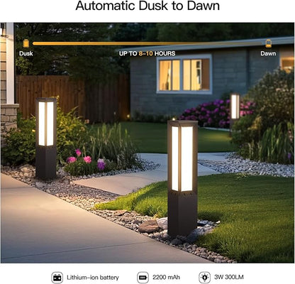 Solar Pathway Lights Outdoor, 31.5" Landscape Path Lights, IP65 Waterproof Bollard Light Outdoor, 3000K Solar Lamp Path Light, Modern Commercial Pathway Lighting for Walkway Driveway Garden Patio
