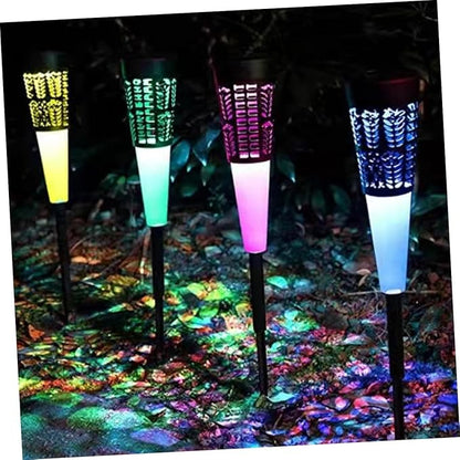 6pcs Solar Lawn Stake Lights Garden Outdoor Pathway Solar Powered Landscape Lighting with Warm and Colorful LEDs Yard Decorative Lights for Patio and Walkway