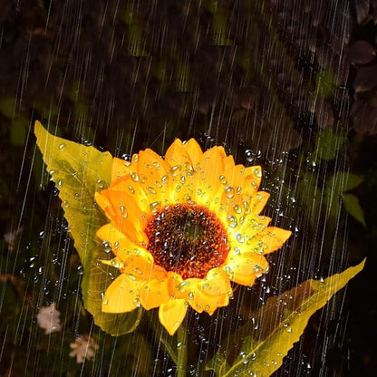 Lxcom Lighting Solar Path Light Artificial Sunflower Decorative Lights Waterproof Solar Garden Flower Light Outdoor Solar Lawn Lights for Patio Garden Yard Pathway, 3 Pack(Warm White)