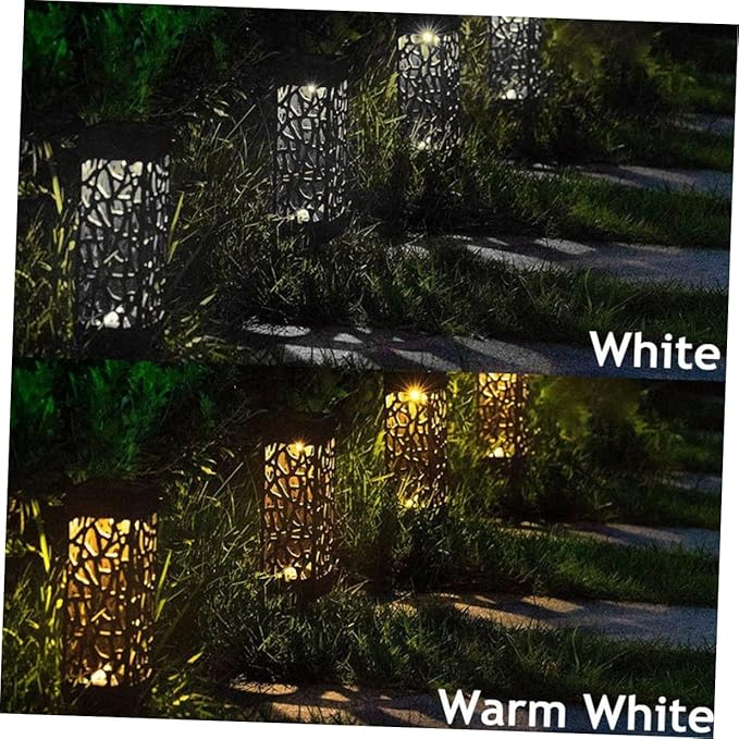 6pcs Solar Lawn Ground Plug Lights Hollow-Out Design Warm White Outdoor Garden Landscape Lamps for Patio Courtyard | Lumora