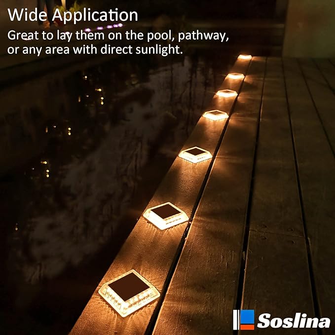 Solar Deck Lights Solar Powered, Solar Stair Lights Outdoor Waterproof, Solar Step Lights for Outdoor Garden Patio | Lumora
