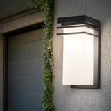 Modern Outdoor Wall Lights, Front Porch Lights Wall Mount with White Frosted Glass, Black Exterior Wall Lamps for | Lumora