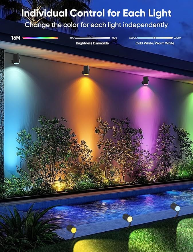 APPECK Smart Landscape Lighting Kit 36W, RGBCW Smart Landscape Lights 6 Pack, IP65 Waterproof Outdoor Spotlights | Lumora