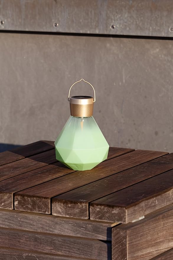 Allsop Gem Light - Outdoor Solar LED Latern - Hand Blown Glass - Waterproof with Easy Hang Frame (Jade)
