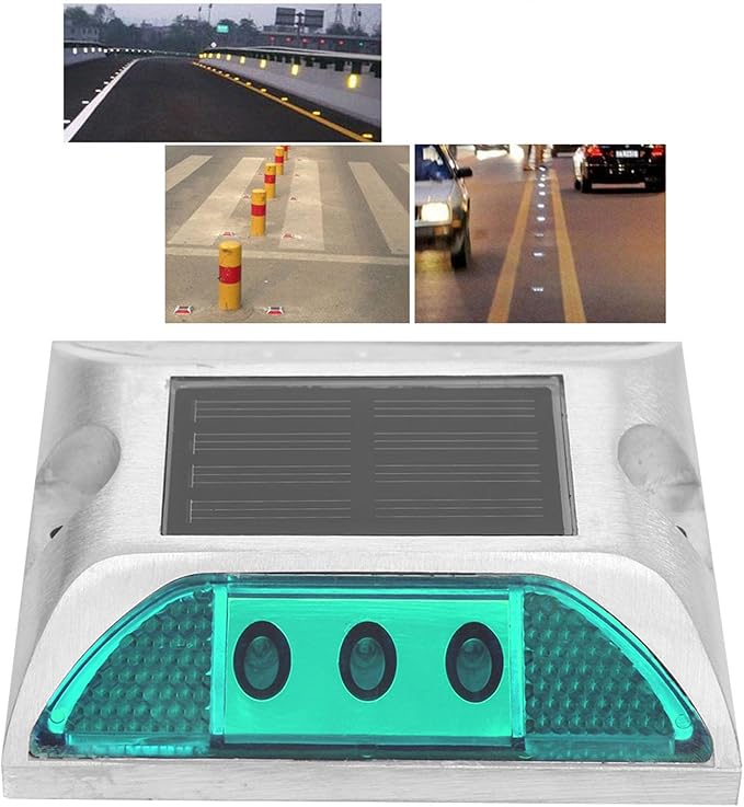 Driveway Solar Pathway Lights, LED Ground Lights Cast Aluminium with 800mAh Battery for Road Garden Yard (Green)