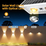 NIORSUN Solar Fence Lights Outdoor, 16 Pack Up and Down Waterproof Solar Wall Lights, Fence Lights with Lens, Warm | Lumora
