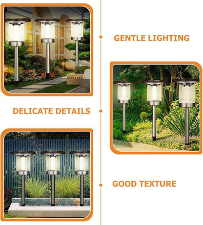 MERRYHAPY Solar Stainless Steel Tungsten Filament Lawn Lights Outdoor Solar Pathway Lights for Garden Yard Driveway Lighting
