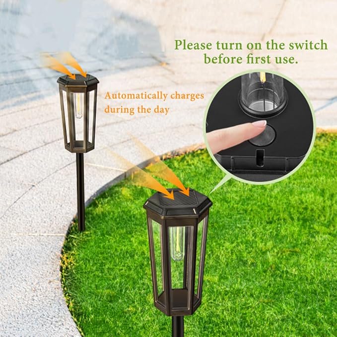 2 Pack Solar Pathway Lights, Outdoor Waterproof (IP65) with 2-in-1 Lighting Modes, Warm White LED for Yard, Lawn, Garden, Patio & Landscape