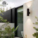 mirrea 18" Modern Outdoor Porch Light Patio Light in 2 Lights with Aluminum Cylinder and Tempered Glass Cover | Lumora