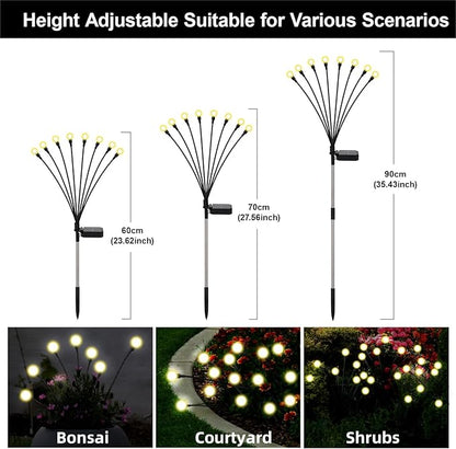 Firefly Lights Solar Outdoor, 8 Modes 800mAh Swaying Solar Firefly Garden Lights Stakes Outdoor Waterproof for Outside Yard Patio Plant Christmas Holiday Garden Decor Warm White(2 Pack)
