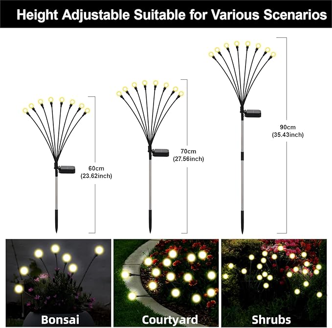 Firefly Lights Solar Outdoor, 8 Modes 800mAh Swaying Solar Firefly Garden Lights Stakes Outdoor Waterproof for | Lumora