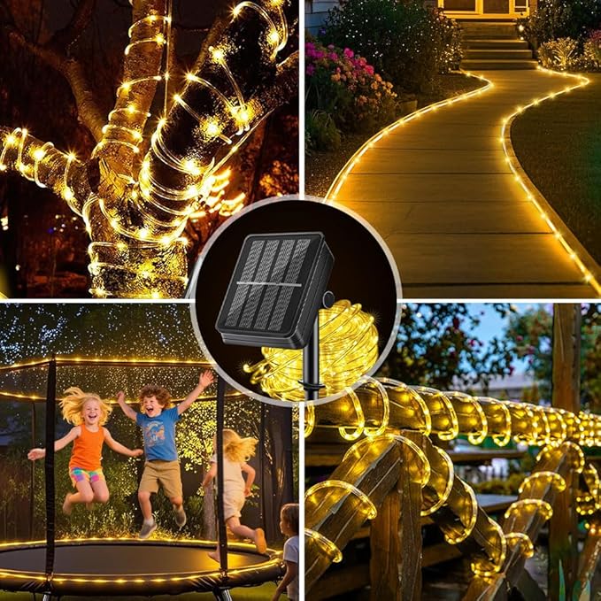 Solar Rope Light 3 Pack 39 FT 100 LEDs IP65 Waterproof Outdoor LED ‎Solar Outdoor Lights for Party Garden Yard Home Wedding Christmas Halloween Holiday Tree Decoration Lighting(3 Pack)