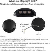 Outdoor Step Lights,High Voltage 120V 110V,3W LED Deck Light Wire,Warm White 3000K,Aluminum Housing,Surface Mount | Lumora