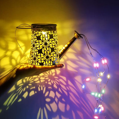 Solar Watering Can Lights, Solar Watering Can with Cascading Lights, Vintage Hanging Lantern Outdoor Decor for Garden Yard Lawn Patio Pathway (Multicolor)
