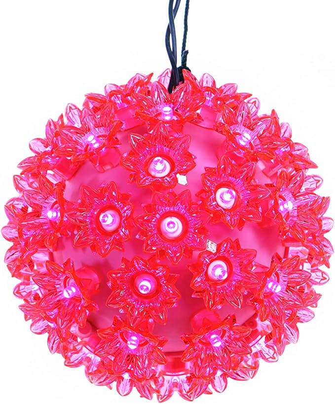 LUCKY SHINE 6 Inches Starlight Sphere Lights with 50 LED Pink Lights, UL Listed and Commercial Hanging Sphere Light, for Indoor and Outdoor Easter, Christmas, Halloween