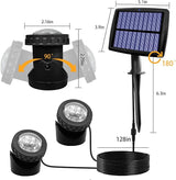 AVEKI Solar Pond Spotlights, 12 LED Solar Underwater Lights with Dual Head Waterproof Submarine Landscape Spotlight | Lumora