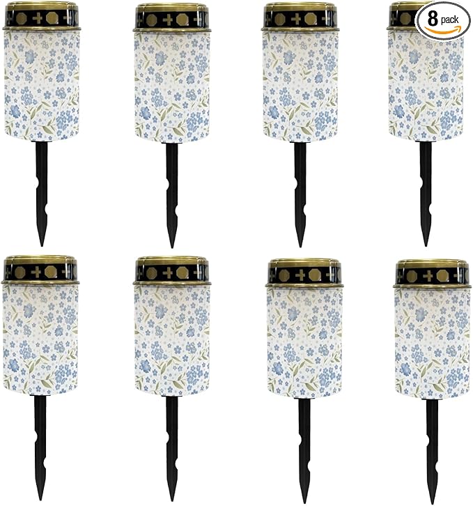 Blue Floral Solar Garden Stake Lights Outdoor Pathway Lights Landscape Lighting LED Solar Lantern,Solar Powered Fairy Lights for Outside Warm White Stoplight,Wall Lights Auto On/Off