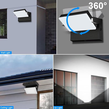 ledmo LED 150W Wall Pack Light Outdoor Switch Control Freely Rotating LED Wall Mount Light 5000K Waterproof Black Modern Flood Security Lighting Fixture for Warehouse Shop Barn Building，4 Pack
