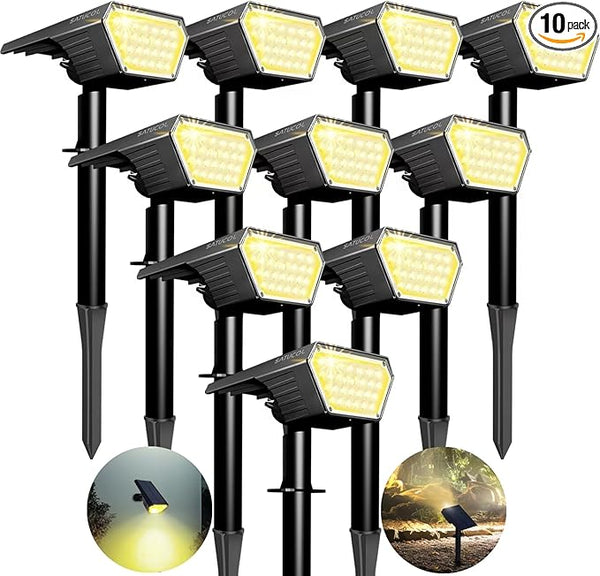 10pack Solar Spot Lights Outdoor,Auto On/Off Solar Lights Outdoor Waterproof IP65,2-in-1 Solar Powered Outdoor | Lumora