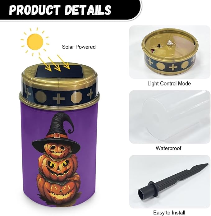 Pumpkin Print Cemetery Solar Light Waterproof Solar Garden Light Halloween Decoration Light Decorative Solar Ligths Outdoor for Yard Path Walkway
