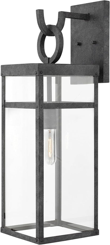 Hinkley Porter 2805DZ Large Outdoor Wall Mount Lantern - Durable Aluminum Industrial + Arts and Crafts Style - Aged Zinc