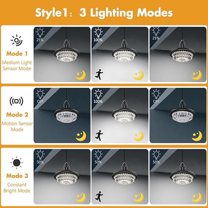 Solar Outdoor Motion Sensor Light Auto Dusk to Dawn IP65 Waterproof 3 Working Modesfor Patio Barn Garden Pathway Yard Lawn Balcony Chicken Coop Bullpen Pig Pen Stables Tents
