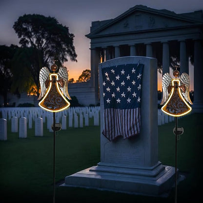 Bshine Solar Angel Garden Outdoor Lights, Solar Cemetery Grave Decoration Waterproof Metal Stakes, Sympathy Memorial Gift, Garden Lawn Terrace Yard Art Easter,Solar Lights for Cemetery