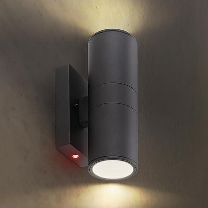 ASD 2 Light LED Indoor & Outdoor Wall Light Fixture with Emergency Battery Backup | 18W 1676LM 3000K-5000K 120-277V Cylinder Up Down Lights | Exterior Wall Sconce Porch & Patio | Black, ETL