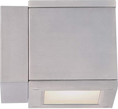 WAC Lighting WS-W2505-AL Rubix LED Outdoor Wall Light Fixture, Double Light, 3000K, Brushed Aluminum