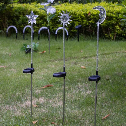 Solar - Sun Moon Star Solar Stake Lights, Outdoor Waterproof, Yard Patio Pathway Decoration (Star)