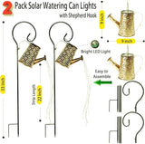 2 Pack Solar Watering Can Lights with Shepherd Hook, 8 Multi-Color Changing Modes, IP65 Waterproof, 60pcs String | Lumora