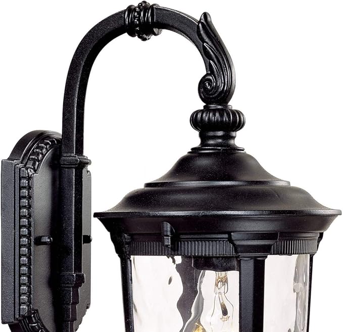 John Timberland Bellagio European Outdoor Wall Light Fixture Black Aluminum Metal 16.5" Clear Hammered Glass Decor for Exterior House Porch Patio Outside Deck Garage Yard Front Door Garden Home
