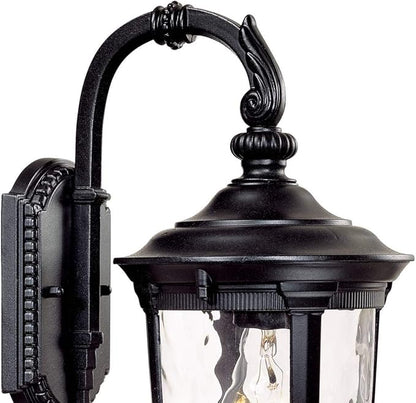 John Timberland Bellagio European Outdoor Wall Light Fixture Black Aluminum Metal 16.5" Clear Hammered Glass Decor for Exterior House Porch Patio Outside Deck Garage Yard Front Door Garden Home