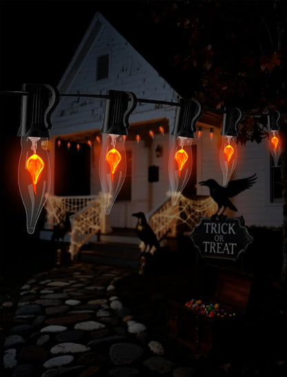 25Ft Outdoor Patio String Lights with 12 Flickering Flame Edison Bulbs | Waterproof for Backyard, Bistro & Porch | Creates A Year-Round Cozy, Warm & Intimate Ambiance