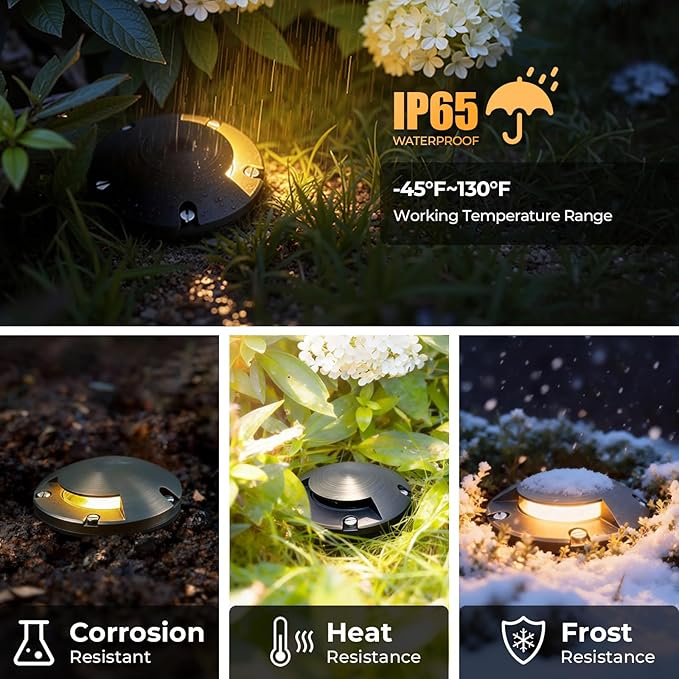 Gardencoin Brass Well Lights Outdoor 12V LED Low Voltage Landscape In Ground Light Waterproof Up Lighting Fixture, Bronze Accent Lighting Fixture Without MR16 Bulb, 12 Pack