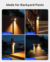 4 Pack Solar Stainless Steel Fence Lights Outdoor Waterproof Motion Sensor Wall Sconce for Backyard Post, Deck | Lumora