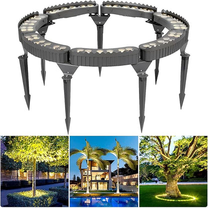 Outdoor Led Garden Lights, Courtyards Ring Tree Light, Aluminum Landscape Spotlights for Trees, Easy to Use(White Light,Pack of 7)