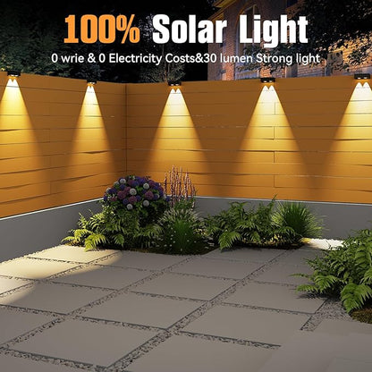 Fence Lights Solar Powered,RGBWW Spotlight Lens,10 Colors,Solar Lights Outdoor,Patio,Garden Walls (WL09-MAX)