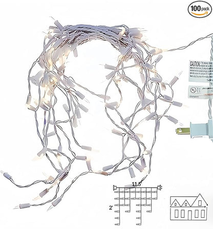 Warm White Icicle Lights 11.5 FT, UL Listed and Commercial Grade 100 LED Christmas Lights, for Indoor and Outdoor Party, Patio, Courtyard, Window, Fence, Trees.