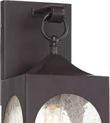 Possini Euro Design Tyne Modern Outdoor Wall Light Fixture Bronze Lantern 16 1/2" Seedy Glass Shade for Exterior | Lumora