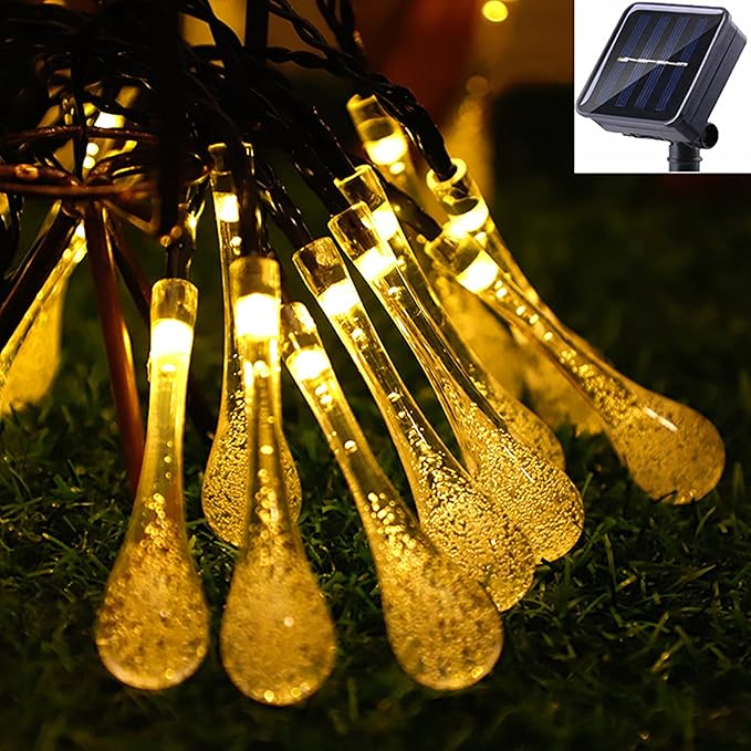 Solar String Lights Outdoor Lights led Water Drop Bubble String Lights 8 Functions Outdoor Engineering Lantern Christmas Garden Decoration