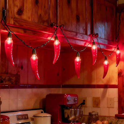 LUCKY SHINE 35 Red Pepper Decorative Lighting String, Commercial Grade LED Chili String Lights 18 FT, for Christmas, Easter, Kitchen, Garden, Patio, Living Room.