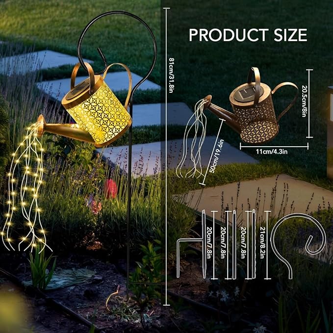 Solar Watering Can Light, LED Solar String Lights Waterproof Dual Mode Water Can Lights for Garden Patio Yard Pathway Lantern Plant Decoration