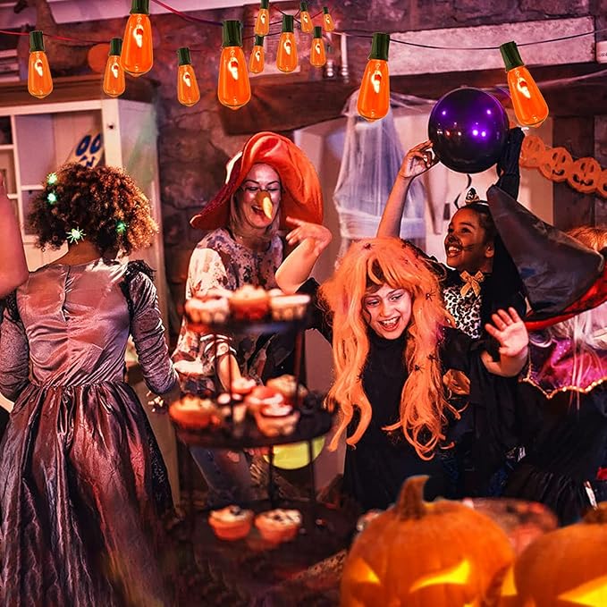 10Ft Halloween Orange Flicker Flame String Lights, ST40 Halloween Decorative String Lights Outdoor with Realistic | Lumora