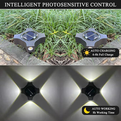 Solar Ground Lights Outdoor, IP65 Waterproof Landscape Lighting for Garden Patio Pathway Lawn Deck Cool White-Warm Light-RGB (White Light -4Pack)