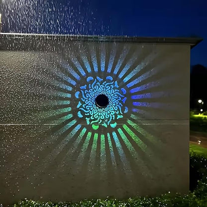 Solar Mandala Lights Outdoor Decorative - Waterproof Metal Mandala Solar Wall Lights, Artistic Fence & Step Lights for Garden, Patio, Backyard, Yard & Outdoor Home (4, Lotus-Warm Light)